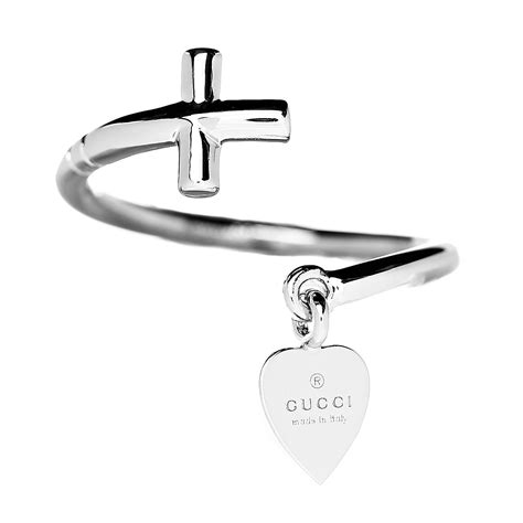 gucci 18k cross and heart contraire ring|farfetch Gucci rings.